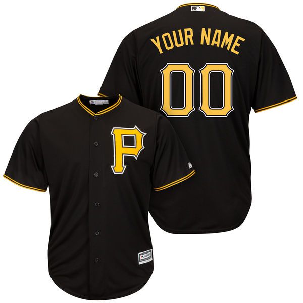 Men Pittsburgh Pirates Majestic Black Cool Base Custom MLB Jersey->customized mlb jersey->Custom Jersey